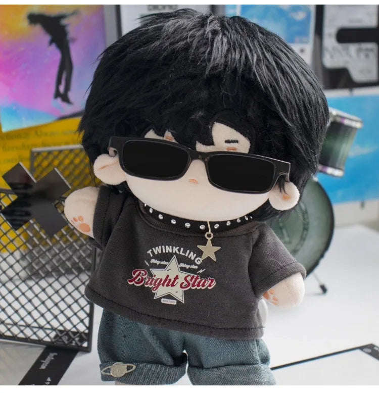 Labubu Clothes For 15/17cm V1 V2 V3 Plush Idol Doll Hip Hop T-Shirt Pants Necklace 3PCS/Pack Decoration Accessories Fans Gift