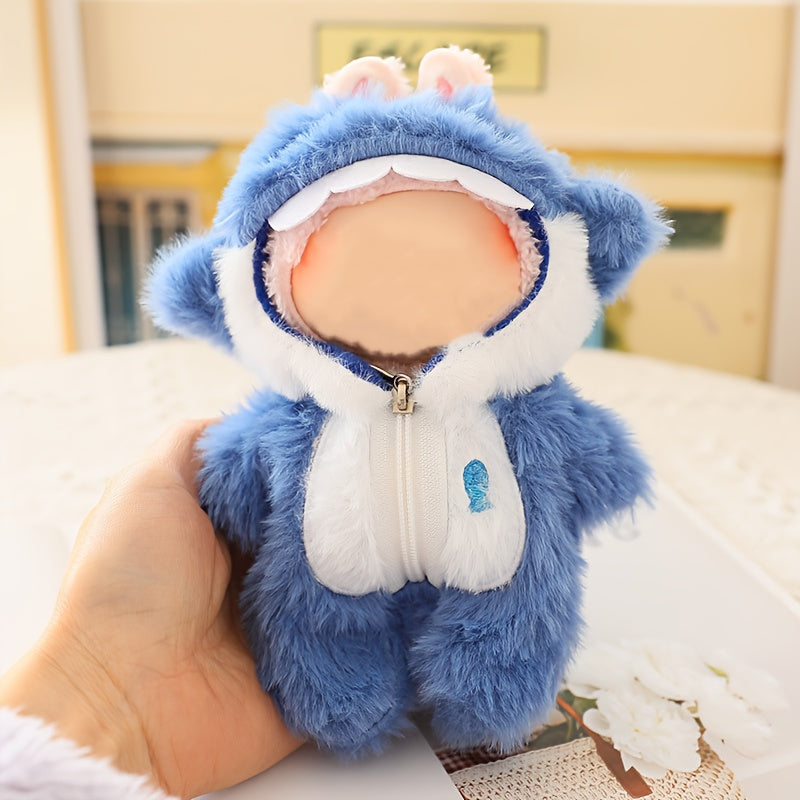 For Labubu Doll Shark Plush Costume - Shark Outfit with Hood, Soft Blue Shark Clothes for Halloween, Birthday Party, Cosplay - Compatible with for Labubu Dolls - Cute Shark Plushie for Little Ones - Birthday Gift Idea, Festiv