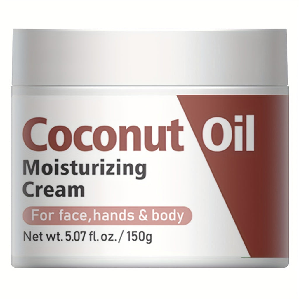 5.29oz Coconut Oil Skin Care Moisturizing Body Cream For Face, Body, & Hands, Restores Skin's Moisture Barrier, Provides Intense Hydration For Dry & Dull Skin With Plant Squalane